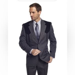 Mens Circle S Sports Coat Western Boise Arrow Jacket 48 L Black & Gray